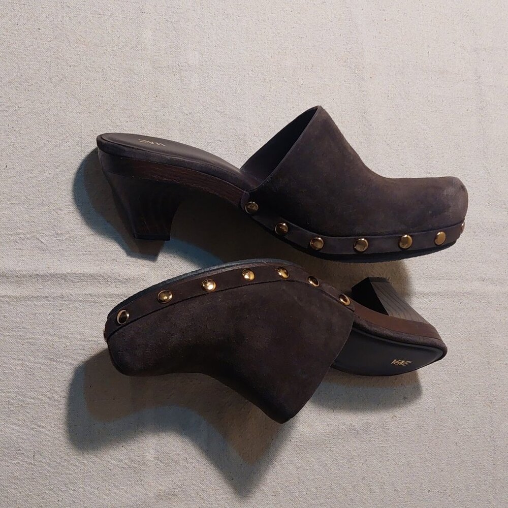 Zara Black Studded Suede Mules - Picture 6 of 7